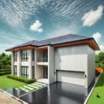 DALL·E 2025-03-07 21.59.16 - A newly waterproofed modern home with a clean and well-sealed exterior. The house has a smooth, water-resistant finish on the walls and roof. The driv
